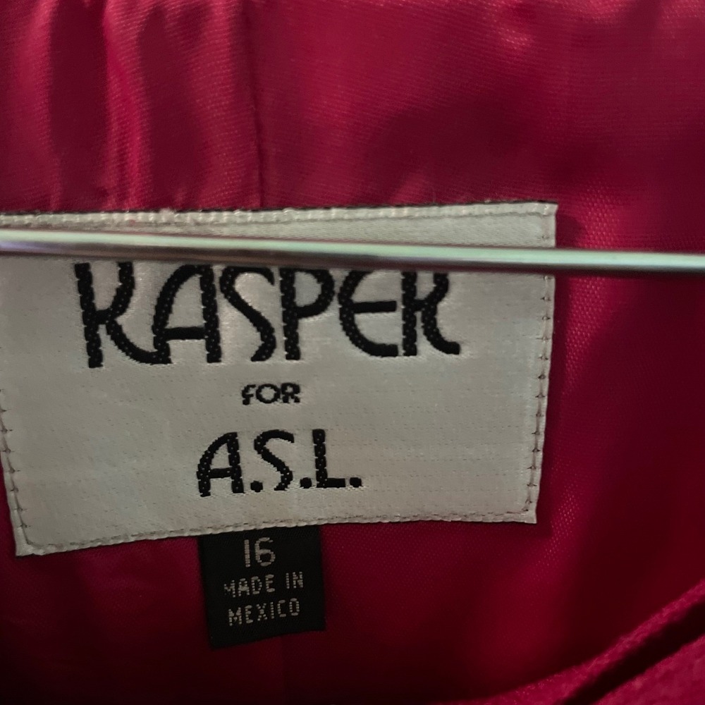 Kasper for‎ ASL Women's Wool Skirt Suit Set Blazer Jacket Size 16 Magenta - Picture 2 of 12